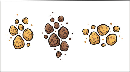 Cartoon gold nuggets and mineral rocks collection hand drawn mining vector illustration isolated design set template © Mominul