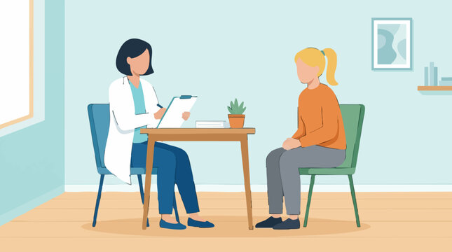 Medical consultation with a doctor and patient in a clinic office