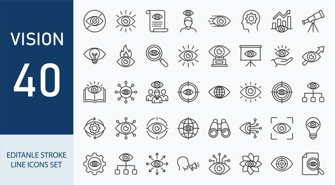 Vision icon set. Editable line icons. Vector illustration.