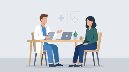 Fototapeta premium Doctor and Patient Consulting in a Clinic Office Illustration
