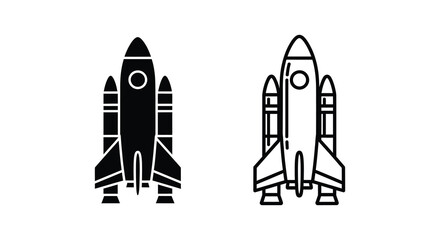Two Rocket Ship Silhouettes A Flat Vector Illustration Silhouette © vect roy