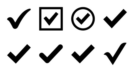 Checkmark Icons Set: Simple Tick Marks, Approved Symbols, Success Verification Graphics © Riya
