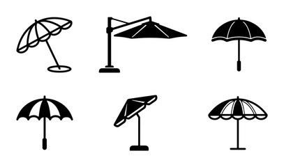 Umbrella Icons Set: Patio, Beach, Sun Parasol Vector Graphics Collection © Muhib