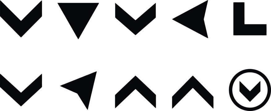 Black Minimalist Arrow Navigation Icons Set Vector for Web Interface Design, Mobile App Development & User Experience Layouts (EPS)