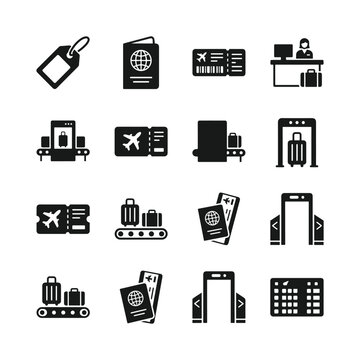 Set of airport and travel navigation icons vector collection