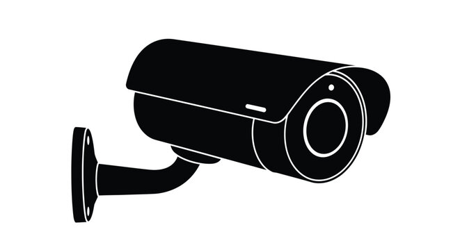 Security Camera Silhouette On White Background Minimalist Design