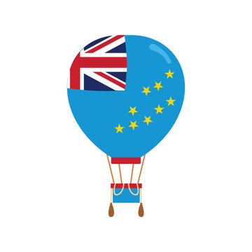 Tuvalu Flag Hot Air Balloon Isolated Country Travel National Symbol Illustration
