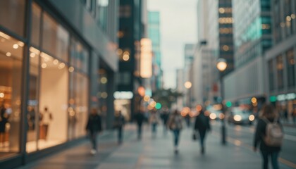 Fototapeta premium Vague urban walkway with indistinct figures