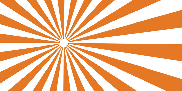 Orange sunburst rays radiating from a central circle against a white background symbolizing energy and optimism