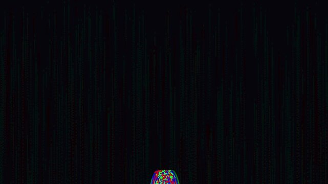 abstract digital binary code data flow with glowing lines on black background