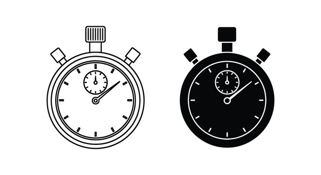Stopwatch With Buttons And Dial Black And White Silhouette timer chronograph
