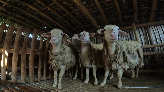A video of a few goats in their pen&mdash;they look either scared or curious about the camera. Haha, so funny!