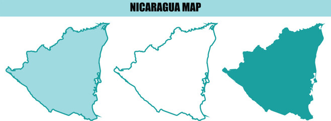 Nicaragua map, country outline, vector illustration, geographic shapes, Central America © MstMinara