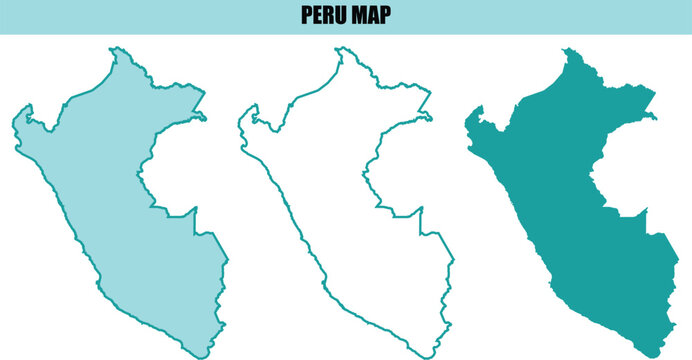 Peru map, country outline, vector illustration, geographic shape, South America