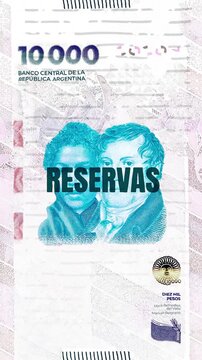 Reservas text &ndash; Argentina Peso currency &ndash; Digital Glitch Effect