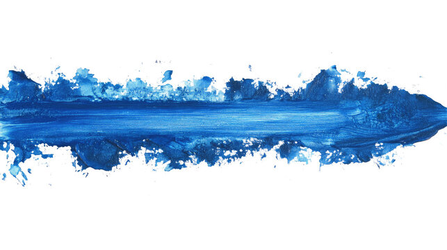 Blue paint brush stroke on white background
