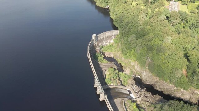 Aerial View of Earlstoun Dam and Spillway, Scotland