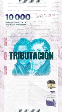 Tributaci&oacute;n text &ndash; Peso Argentino currency &ndash; Digital Glitch Effectc