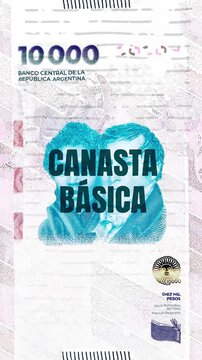 Canasta B&aacute;sica text &ndash; Peso Argentino currency &ndash; Digital Glitch Effect