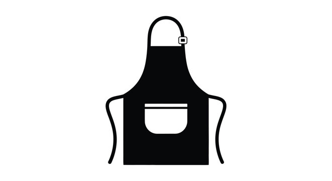 Black apron with straps and pocket a flat silhouette cooking kitchen