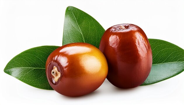 Unabi Fruits Ziziphus Jujube With Leaves Isolated