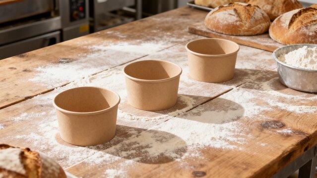 Local small business scene featuring paper bags unbranded boxes bakery inde