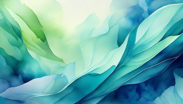 Fondo Acuarelado Abstracto En Tonos Azules Y Verdes Con Textura Suave
