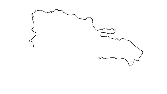 Haiti map outline, country border, geographic shape, vector illustration