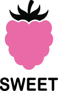 Pink raspberry icon with sweet text