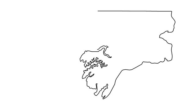 Map outline, geographic illustration, state border, line art