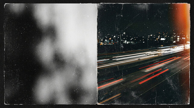 Double exposure effect with blurred lights and long exposure highway traffic at night exposure abstract photography composition artistic movement velocity experimental creative landscape