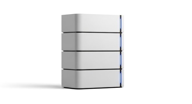 Modern white external hard drive storage unit isolated on a clean white background