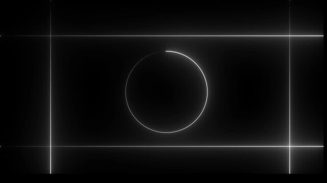 Cyan color glowing neon white color Lights motion loops circle rectangle motion draws and beautiful on black background linear lamp Beautiful abstract square light line moving fast Colors. 4k