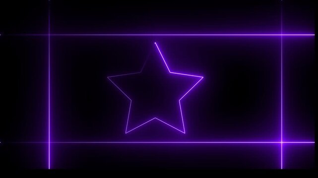 Cyan color NEON Lights motion loops star in rectangle motion draws and beautiful lights background linear lamp Beautiful abstract square light line moving fast Colors