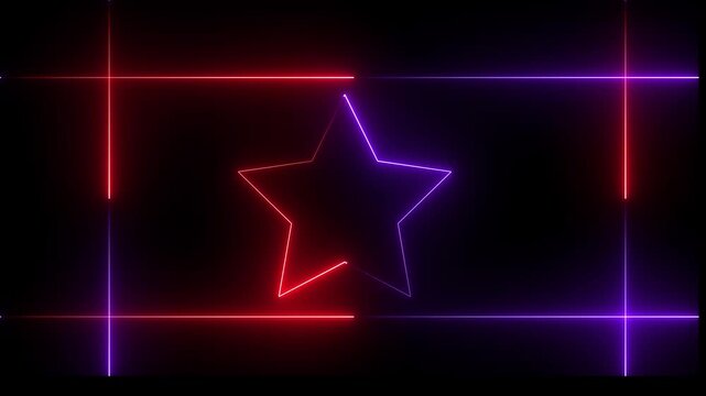 Cyan color NEON Lights motion loops star in rectangle motion draws and beautiful lights background linear lamp Beautiful abstract square light line moving fast Colors