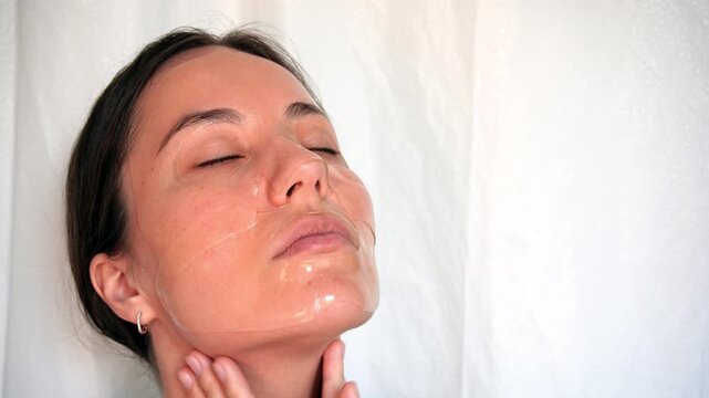 Woman Applying Hydrating Sheet Mask at Home, Skincare Routine and Self Care Beauty Treatment Concept