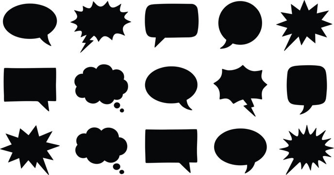 Set of various speech bubble icons for comic and cartoon designs