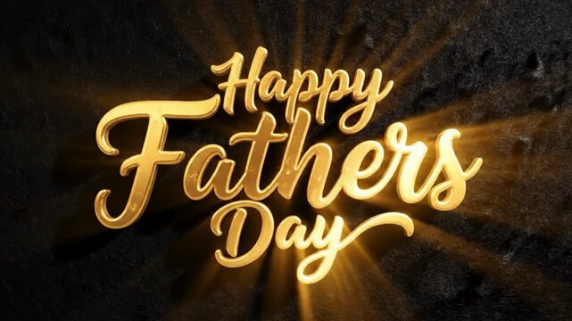 Happy Father's Day golden typography text animation with light rays backdrop