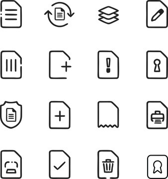 Document & File Line Icons Set | Office, Folder, Clipboard & Business Outline Vector Collection