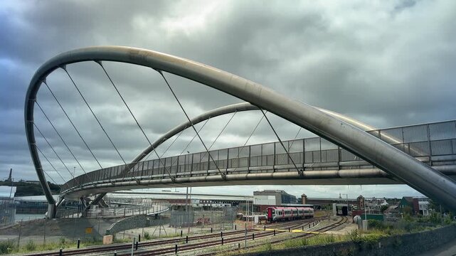 The Celtic Gateway Pedestrian Bridge in Holyhead, Anglesey, Wales, UK
