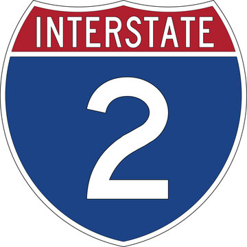 Interstate 2 I-2 Sign Icon Highway Vector Symbol