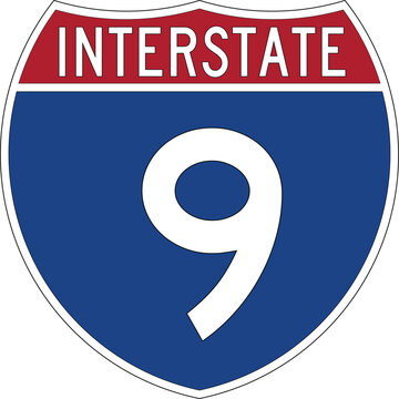Interstate 9 I-9 Sign Icon Highway Vector Symbol