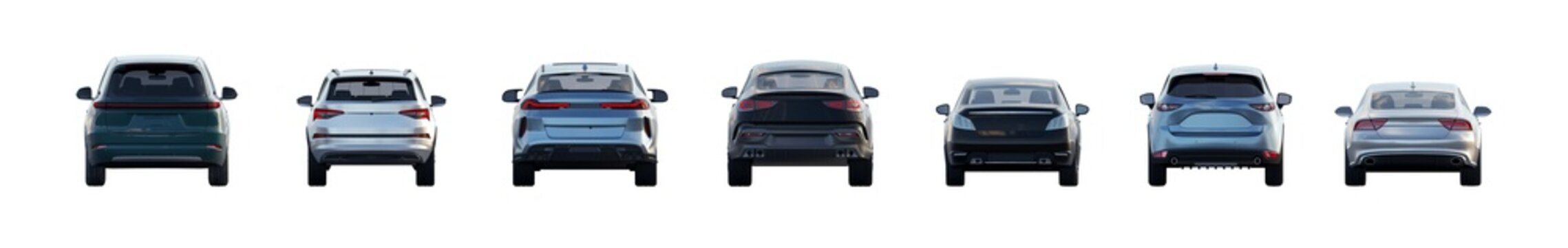back view unbranded modern cars isolated png on a transparent background premium cutout (generic vehicles, automotive cutouts)
