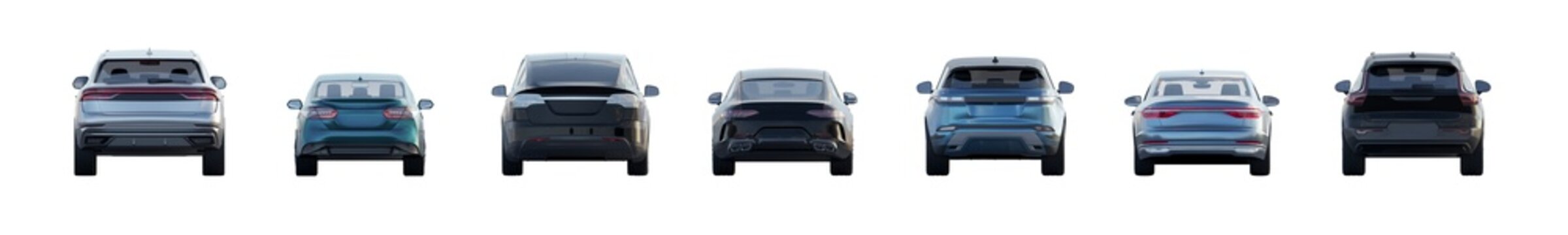 back view unbranded modern cars isolated png on a transparent background premium cutout (generic vehicles, automotive cutouts)