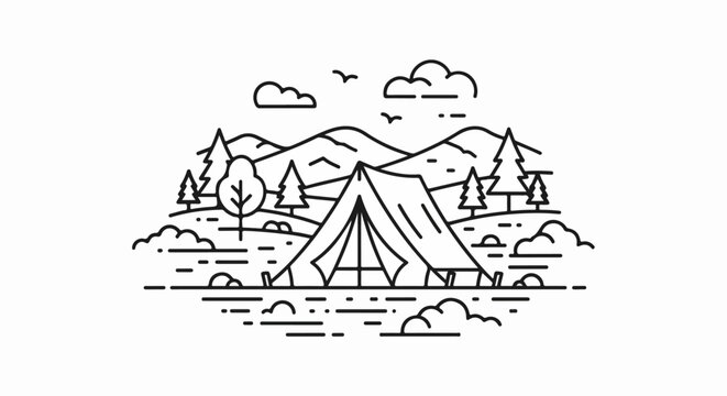 Tent in the wilderness camping site.