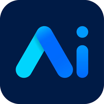 Stylized blue Ai letters icon on a dark blue rounded square background, representing artificial intelligence, technology, and modern software applications.