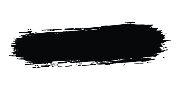 Black ink brush stroke with grunge texture. Distressed horizontal bar for redacted text and censorship.