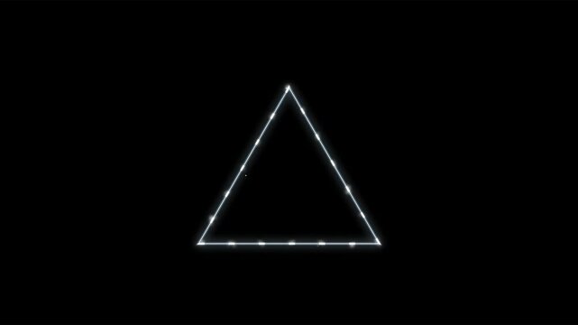 Glowing white neon triangle frame motion graphic video