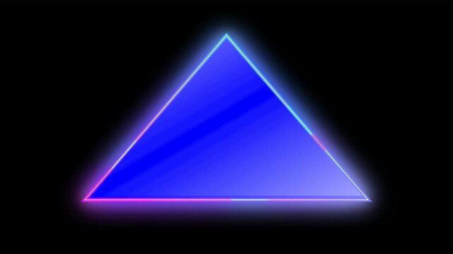 Neon blue triangle glowing frame abstract motion background