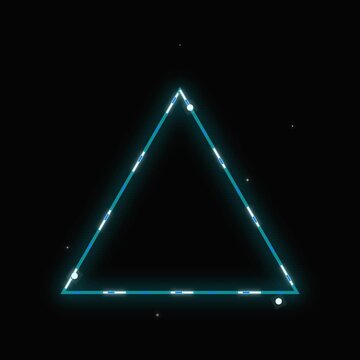 Neon blue glowing triangle frame motion graphic background